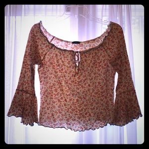 Bell Sleeve Scoop Neck Floral Top